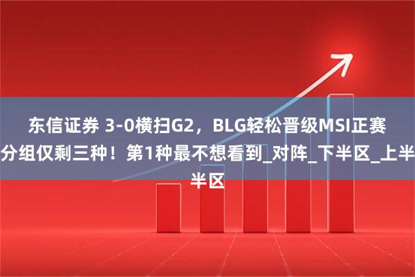东信证券 3-0横扫G2，BLG轻松晋级MSI正赛，分组仅剩三种！第1种最不想看到_对阵_下半区_上半区