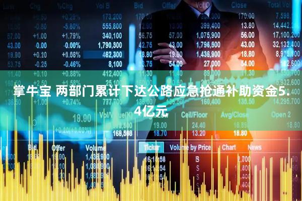 掌牛宝 两部门累计下达公路应急抢通补助资金5.4亿元